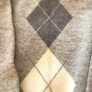 Brooks Brothers Lambswool Argyle Sweater - Gray and White